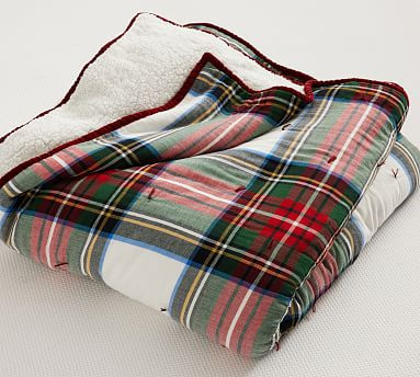 Stewart Plaid Cotton Sherpa Blanket | Pottery Barn (US)
