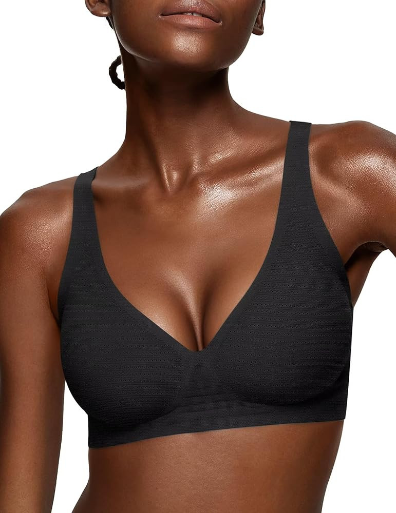Vertvie Jelly Wireless Bras for Women Push Up Plunge Seamless T-Shirt Bras No Underwire Supportiv... | Amazon (US)