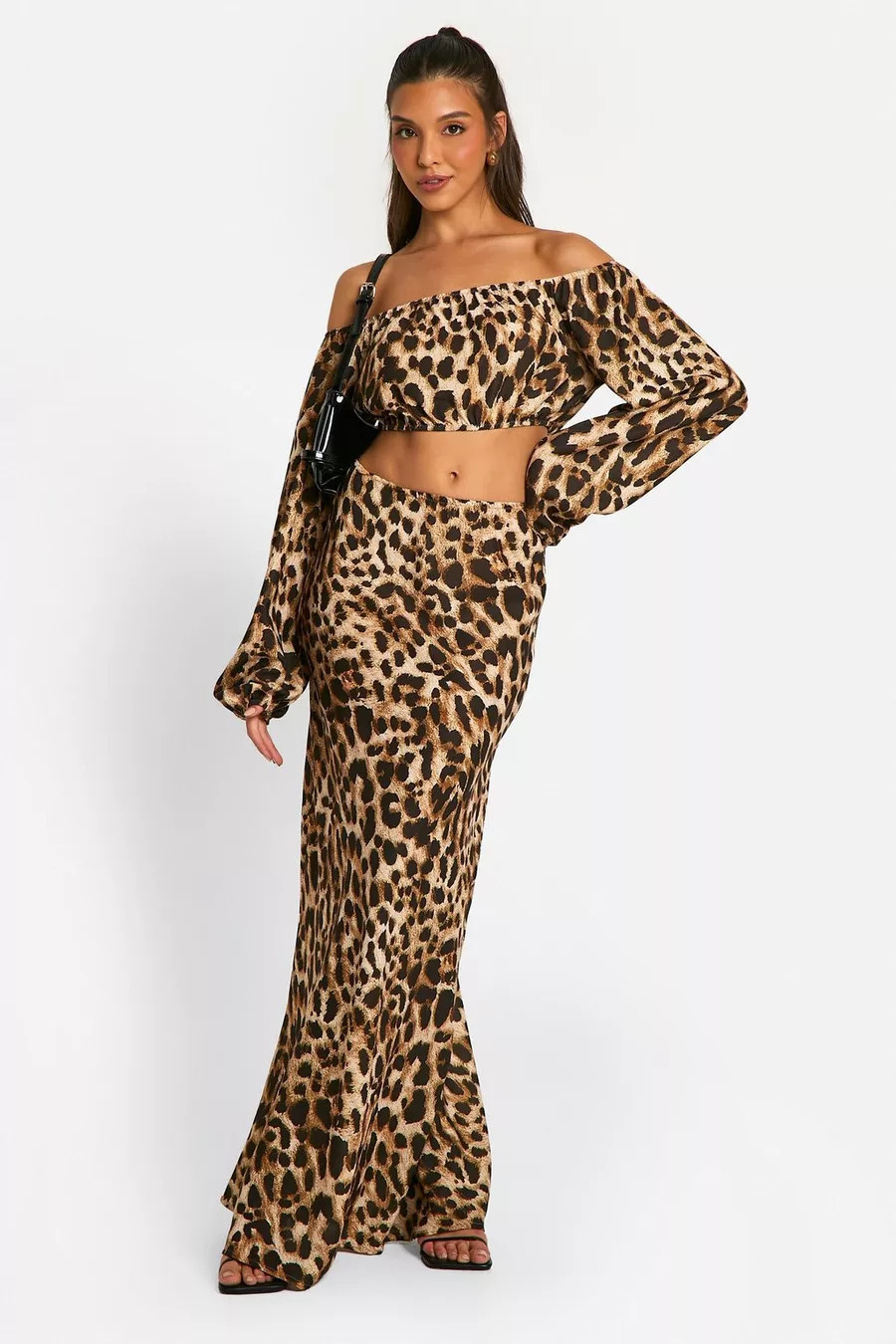 Hammered Leopard Volume Sleeve Crop & Bias Maxi Skirt | Nasty Gal US