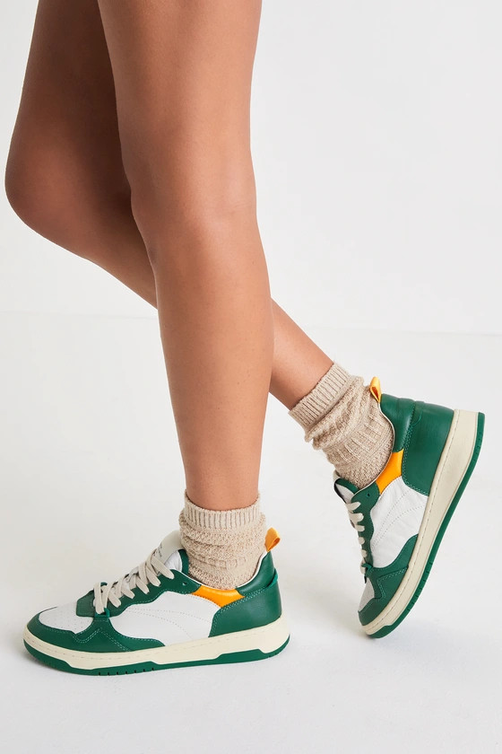 Everlie Green Multi Leather Color Block Sneakers | Lulus (US)