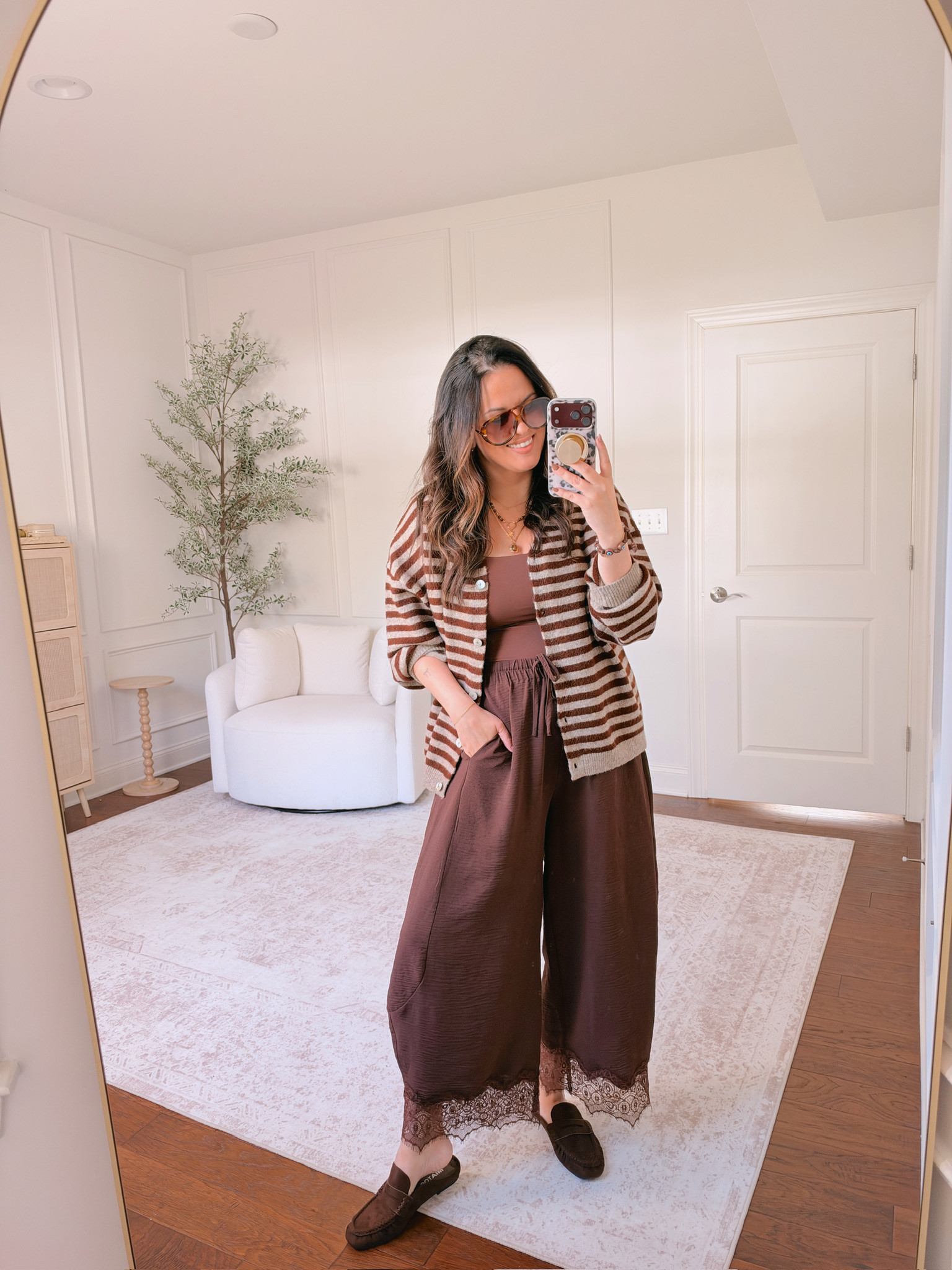 wearing large in the tank, XL in the cardigan and pants 

 #LTKSeasonal #LTKMidsize
