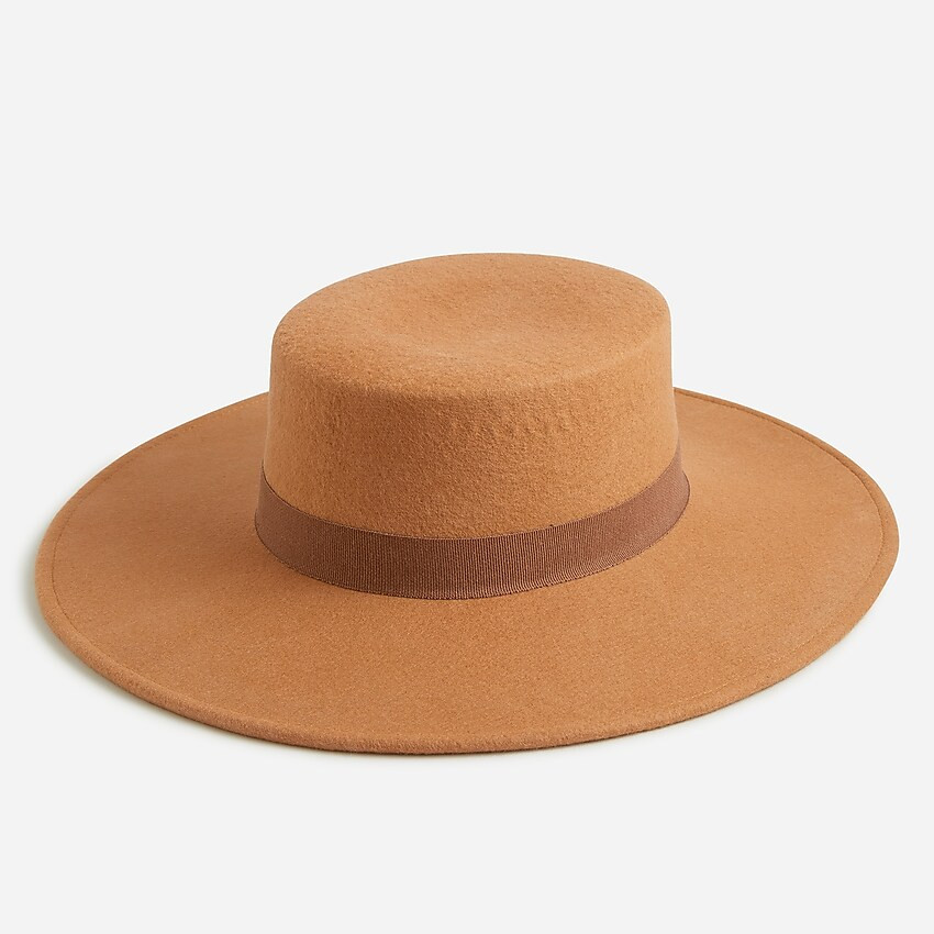 Contoured-crown wool boater hat | J. Crew US