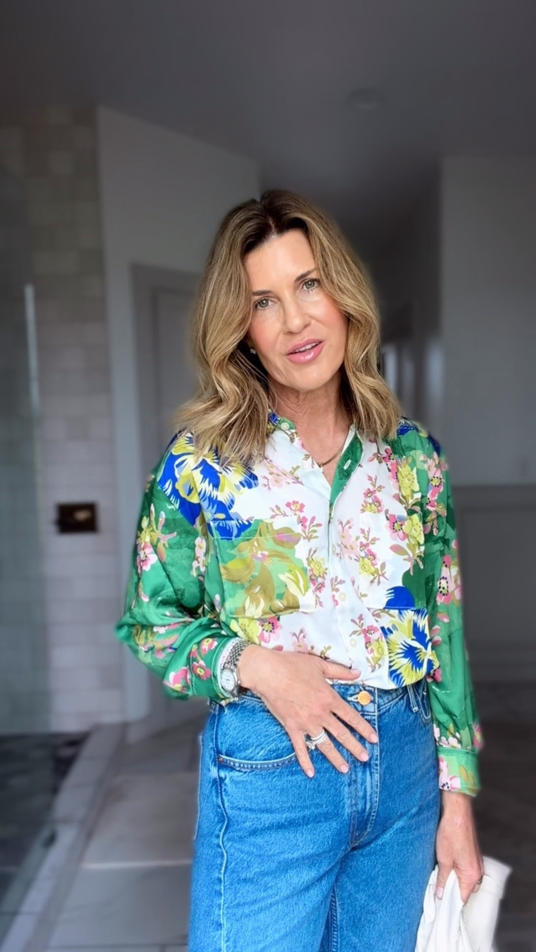 Ootd small blouse
Size 27 jeans
Medium jacket 
Shoes I’m between a 7.5 and an 8 and wear a 38

#LTKOver40