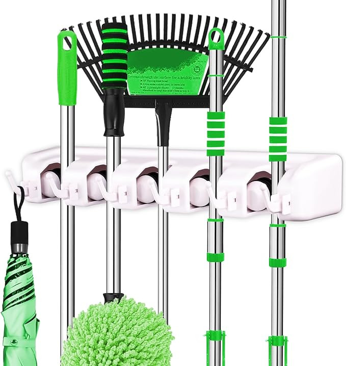 LETMY Broom Holder Wall Mount - Mop and Broom Hanger Holder - Garage Storage Rack & Garden Tool O... | Amazon (US)