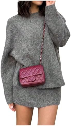 Verdusa Women's Sweater Skirt Set 2 Piece Pullover Sweaters with Skirt Comfy Matching Sets Fall O... | Amazon (US)