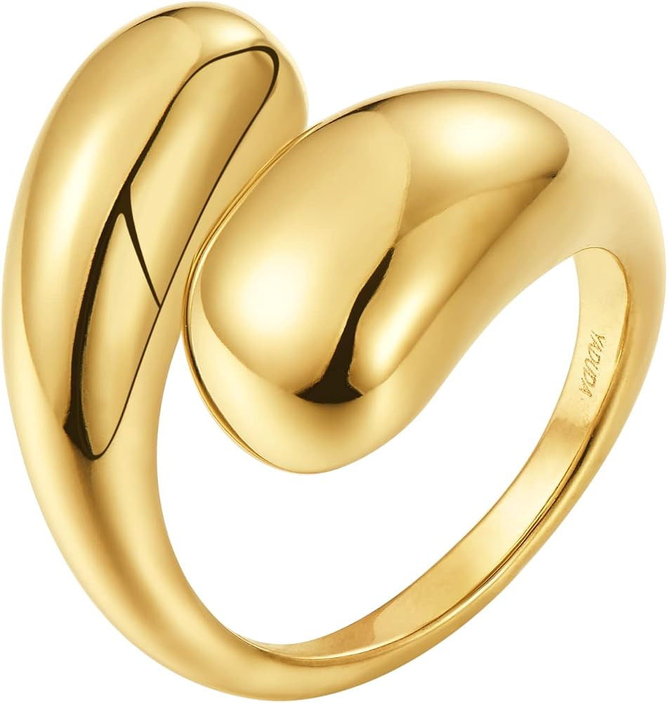 YADUDA Gold Silver Rings Set for Women Chunky Statement Rings ZC Dome Evil Eye Croissant ring Thi... | Amazon (US)