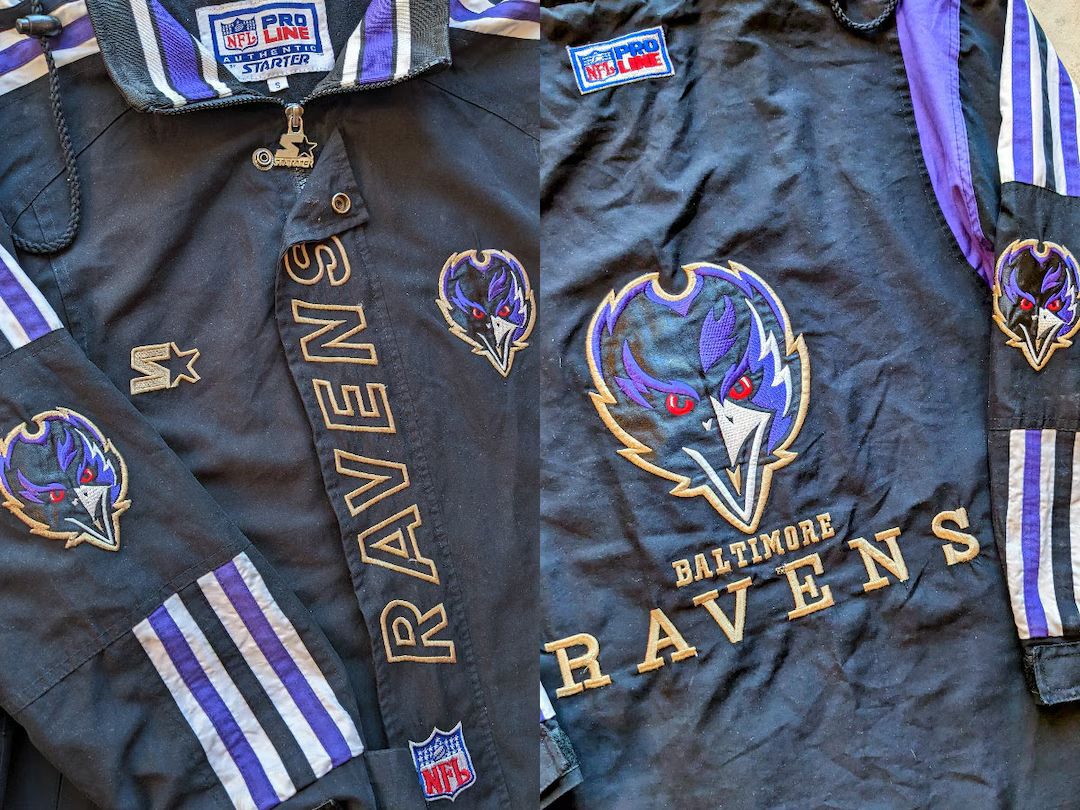 Baltimore Ravens 90s STARTER Windbreaker Jacket M Black Purple NFL Vintage - Etsy | Etsy (US)