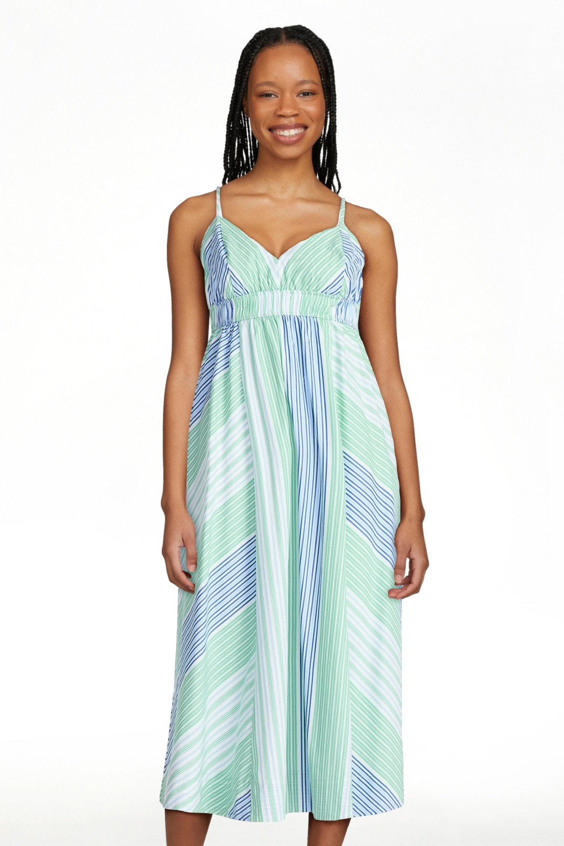 Free Assembly Women's and Women's Plus Striped Cotton Maxi Dress, with Cut Out Back, Sizes XS-4X | Walmart (US)