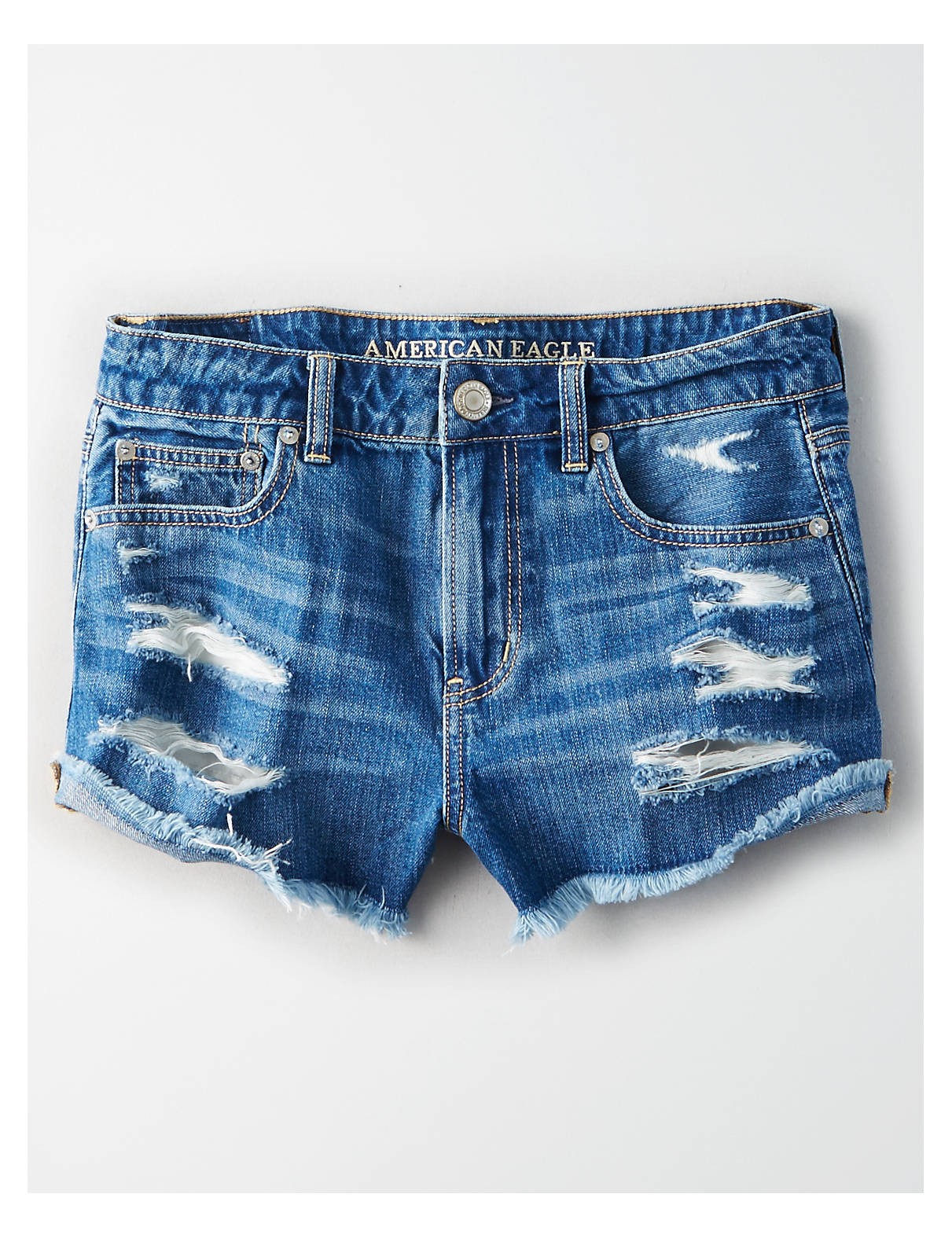 AE Tomgirl Short Short, Light Bright Indigo | American Eagle Outfitters (US & CA)