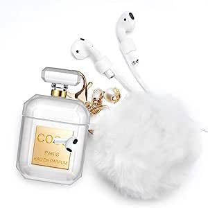 heenhdfd AirPod 1&2 Case Perfume Bottle Design with Cute Keychain and Fur Ball Soft Silicone Shoc... | Amazon (US)