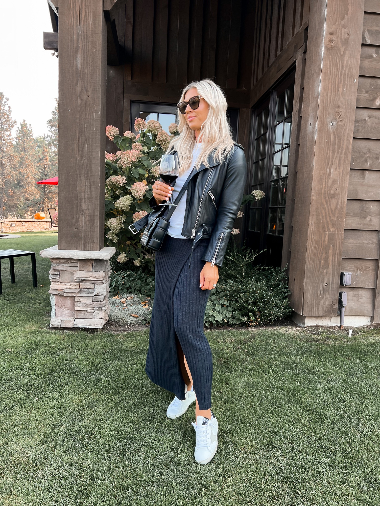 Leather jacket, knit skirt and sneakers. An outfit that is comfortable but different than jeans. Golden Goose 

#LTKunder100 #LTKstyletip #LTKshoecrush