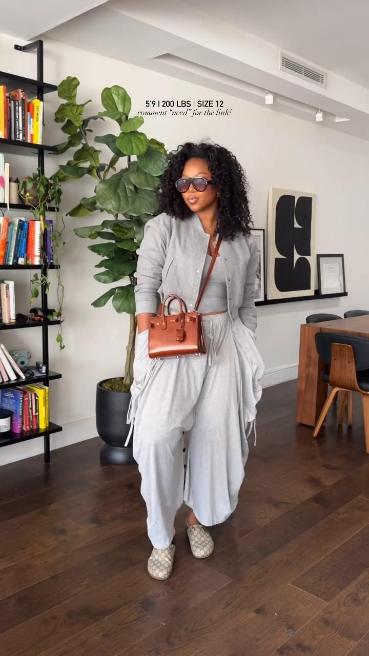 love this all gray moment!! i am 5'9 200 lbs wearing a medium jacket- can also do large! a small in the tank top and the pants are one size fits most. I've added some bags and shoes to pair with as well!

#LTKootd #LTKTravel #LTKMidsize