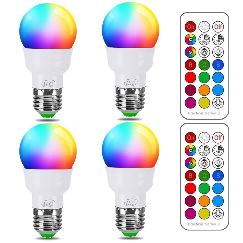 ILC RGB LED Color Changing Light Bulb, 40W Equivalent, 450LM, 2700K Warm White 5W E26 Screw Base ... | Amazon (US)