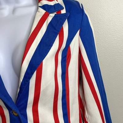 Vintage Bobbie Brooks Red White Blue Vertical Striped Long Sleeve Jacket | eBay US