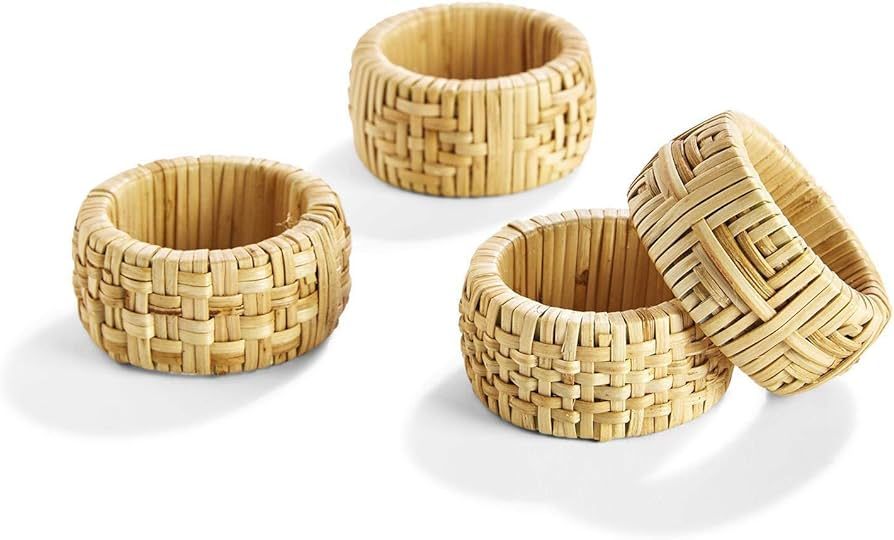Two's Company Cane Napkin Rings, Set of 4, Hand-Crafted, Cane/Plastic | Amazon (US)