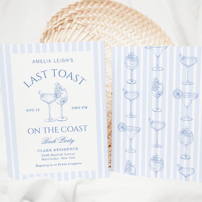 Last Toast On The Coast Bachelorette Party Invitation | Zazzle