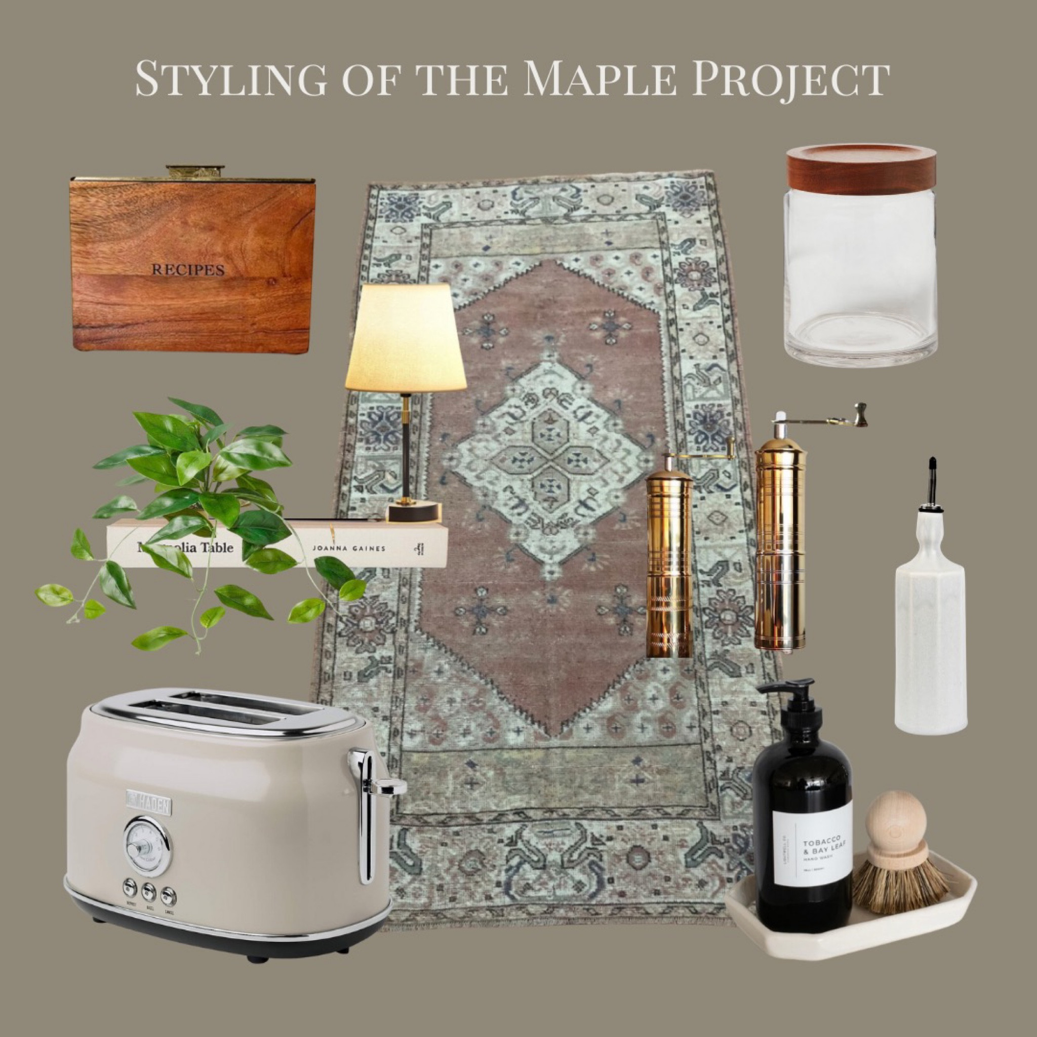 All the styling goodies for the Maple Project!! 

Kitchen, decor, home decor, vintage rug, recipe box, magnolia, hearth and hand, target, lamp, toaster, crate and barrel, stoffer home, brass pepper mill, soap, dish, cook book, glass storage, canister, olive oil bottle

#LTKhome #LTKstyletip #LTKFind