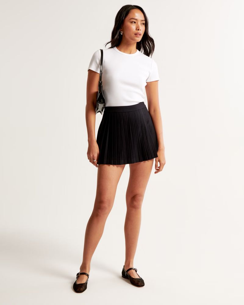 Pleated Wrap Mini Skort | Abercrombie & Fitch (US)