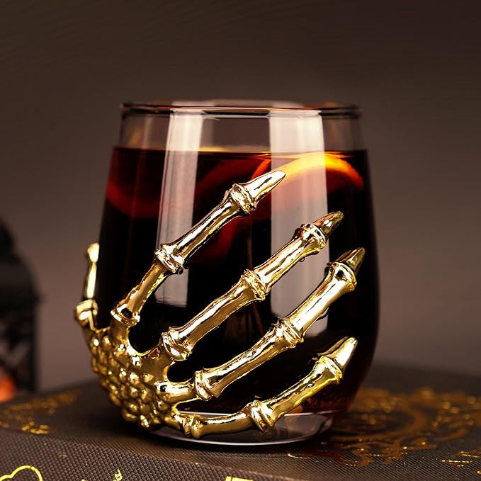 Halloween Decorations Indoor – 12.5 Oz Skeleton Hand Stemless Wine Glass | Amazon (US)