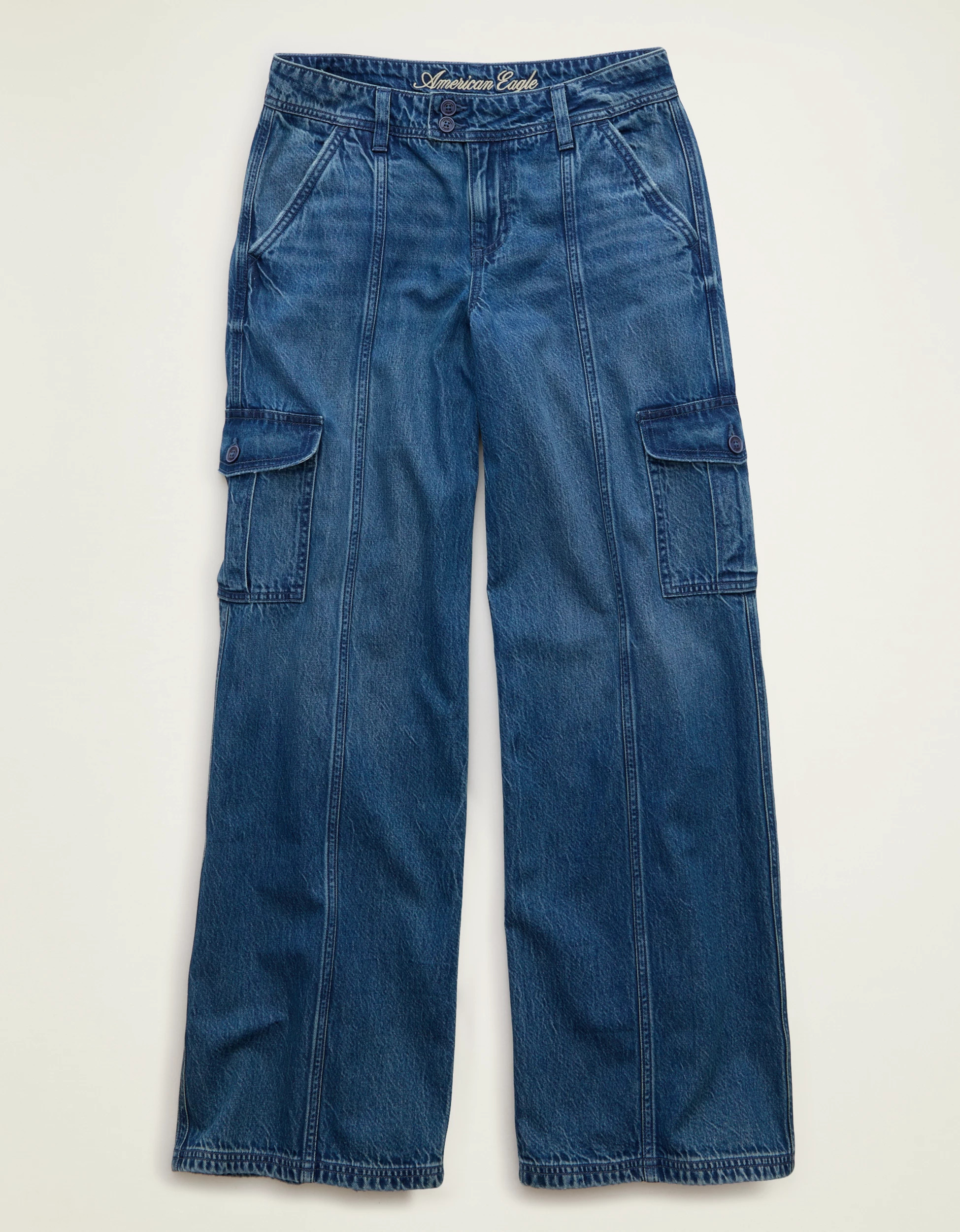 AE Low-Rise Cargo Baggy Ultra-Wide Leg Jean | American Eagle Outfitters (US & CA)