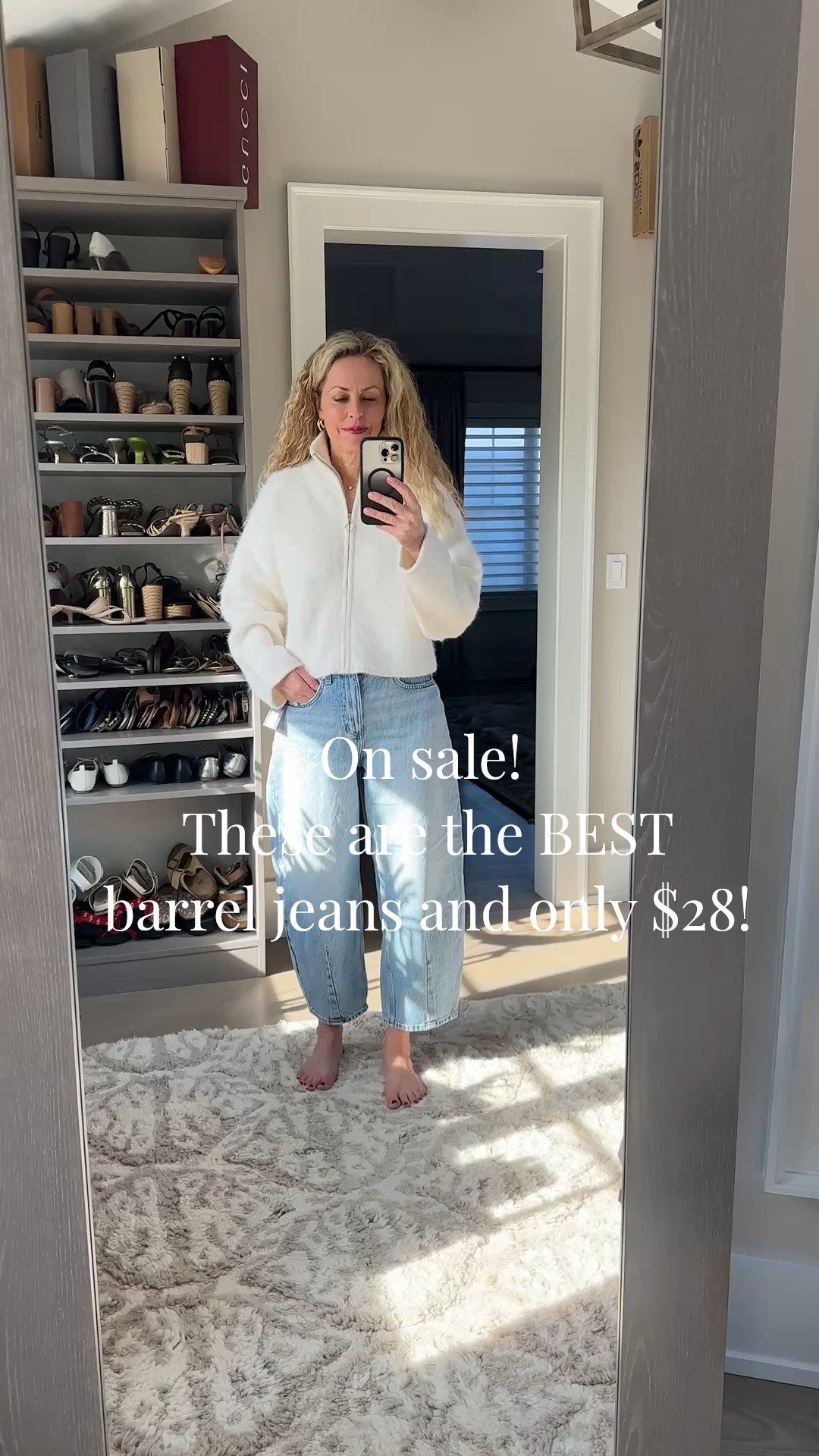 I LOVE these jeans!! I have multiple pairs of barrel jeans and these are so awesome. The denim is 100% cotton, super soft and lightweight. 
Currently on sale! $28!!!!
Sweater is on clearance. Super soft/ winter is not over! $34
Target!

#LTKSaleAlert #LTKgrwm #LTKOver40