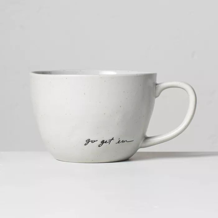 'Go Get Em' 14.5oz Speckled Stoneware Mug Matte Sour Cream - Hearth & Hand™ with Magnolia | Target