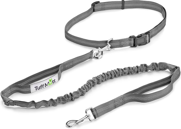 Tuff Mutt Hands Free Dog Leash for Walking Running Hiking, Waist Leash with Bungee, Adjustable Be... | Amazon (US)