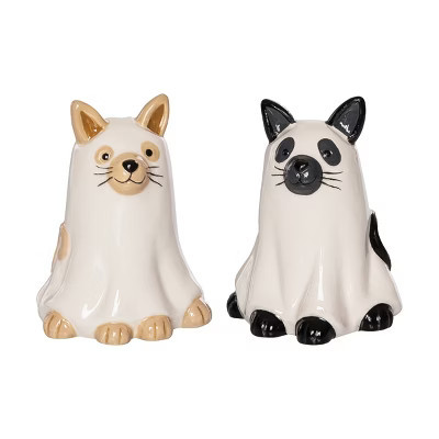Gallerie II Ghost Cats Halloween Costume Dolomite Salt & Pepper Shakers Set of 2 | Target
