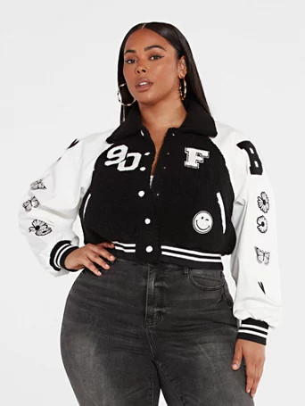 Courtney Cropped Varsity Jacket - Fashion To Figure | Fashion to Figure