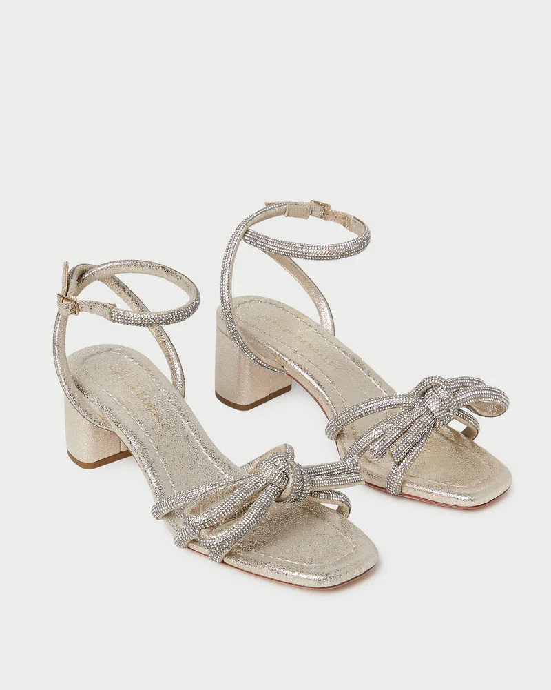 Mikel Cappuccino Bow Mid−Heel Sandal | Loeffler Randall