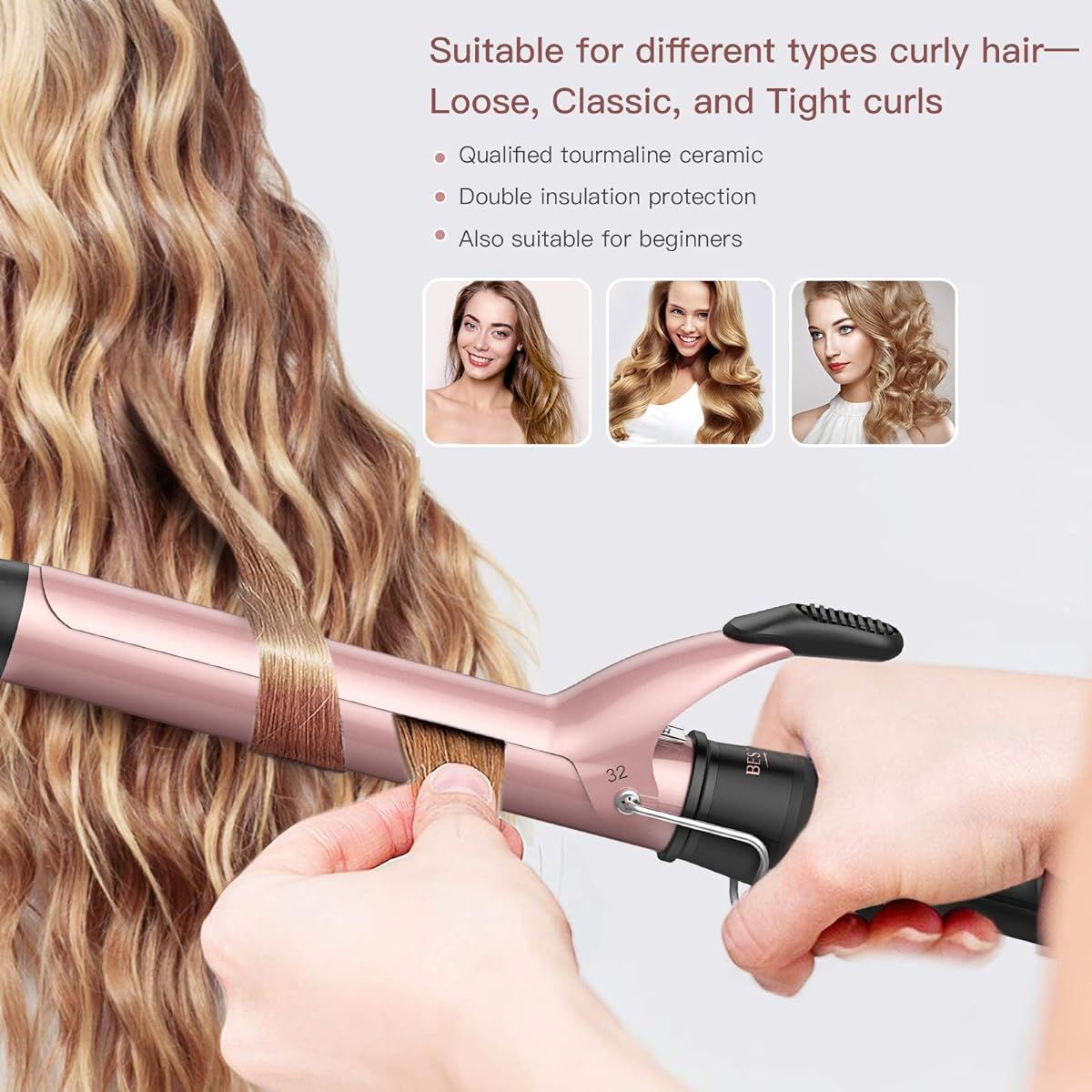 BESTOPE 1.25 Inches Curling Iron with Tourmaline Ceramic Coating Curling Wand Anti-Scald Hair Cur... | Amazon (US)