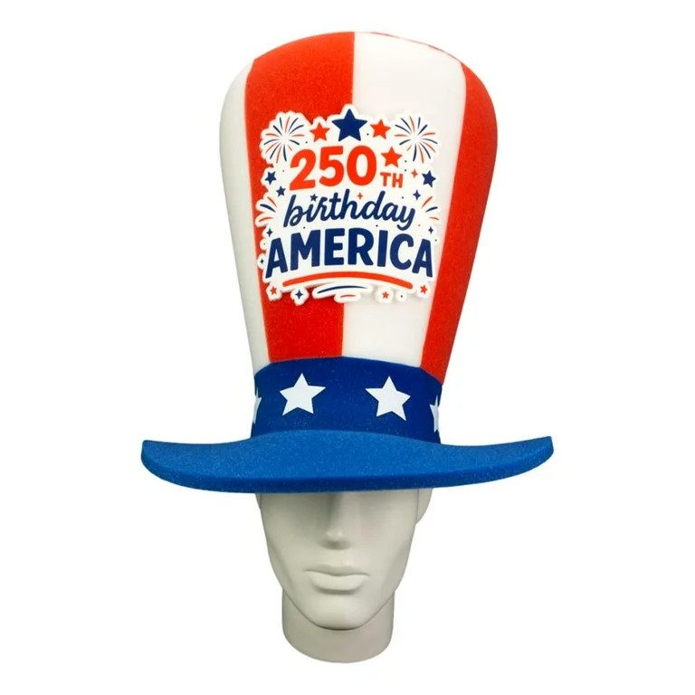 Giant 250th Birthday America Foam Uncle Sam Hat, Red/White/Blue, Patriotic by Way To Celebrate | Walmart (US)