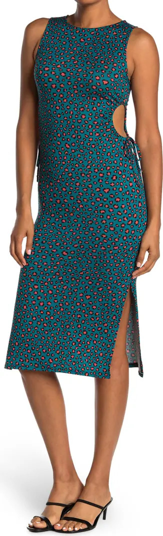 VELVET TORCH Sleeveless Cut Out Animal Printed Midi Dress | Nordstromrack | Nordstrom Rack