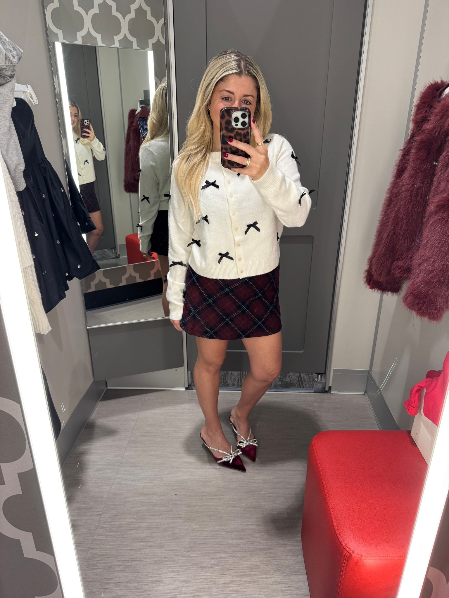 Holiday outfit
Bow cardigan m
Plaid skirt small
Heels tts
Christmas outfit 
Target outfit 

#LTKHoliday #LTKSeasonal #LTKShoeCrush