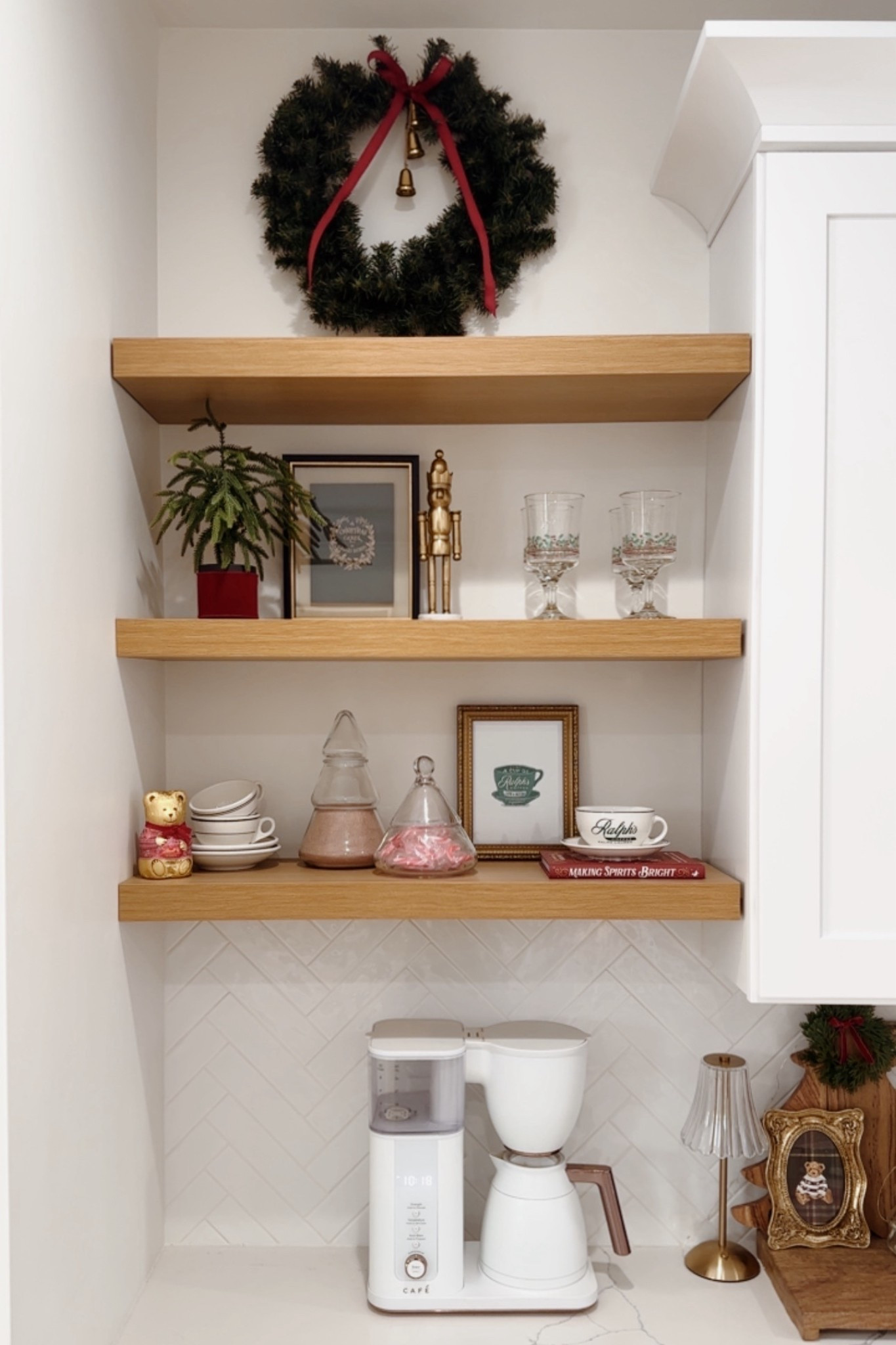 Christmas kitchen shelves styling 🎄✨☕️

#LTKHome #LTKHoliday #LTKSeasonal