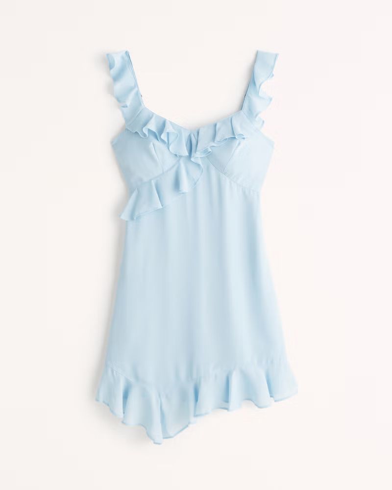 Asymmetrical Ruffle Mini Dress | Abercrombie & Fitch (US)
