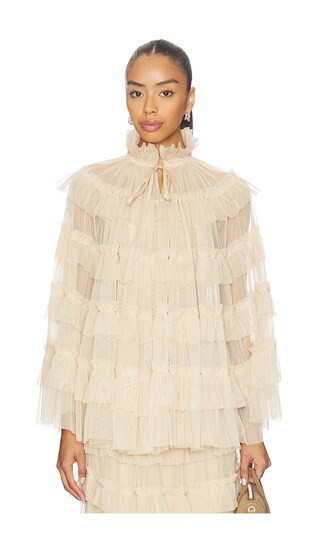 ALLSAINTS Aude Ruffle Cape in Nude. | Revolve Clothing (Global)