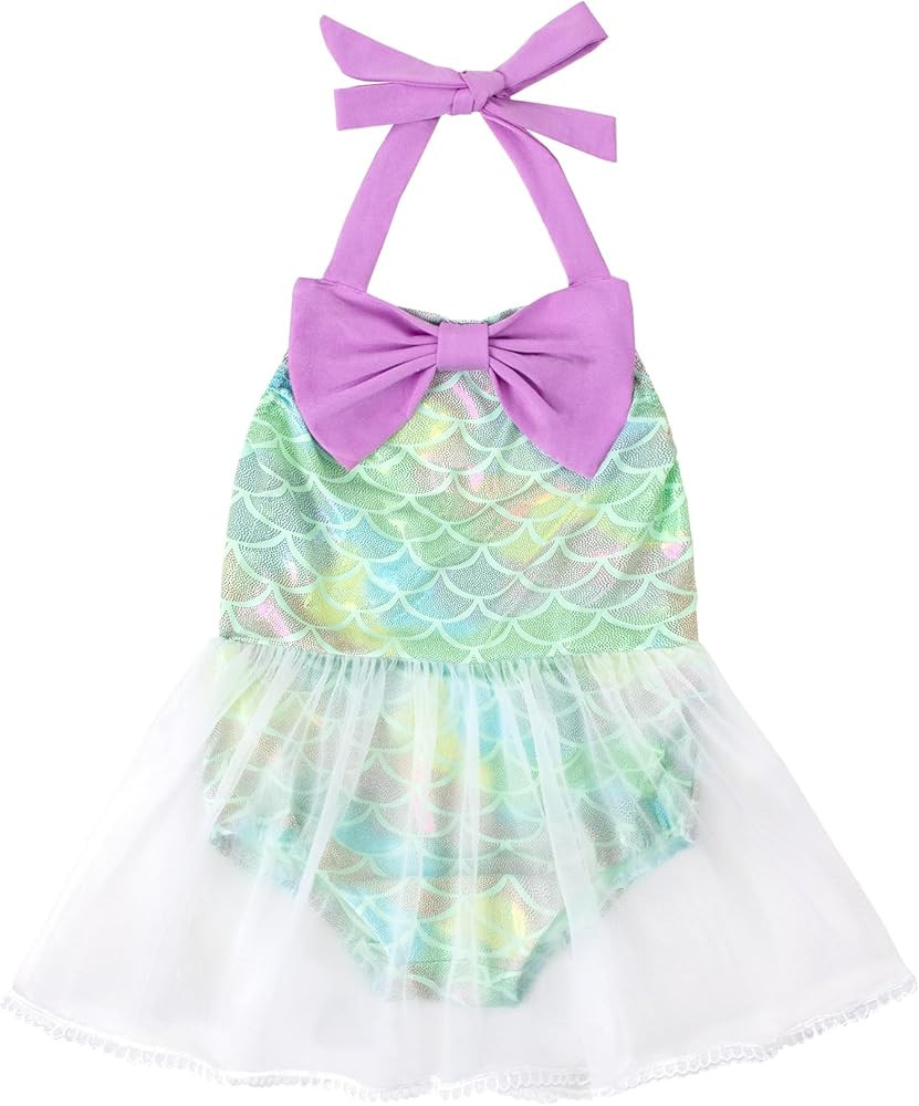 LYSMuch 3Mo-6T Baby Girl Mermaid One Piece Romper Sunsuit Toddler Sleeveless Dresses Tulle Clothe... | Amazon (US)