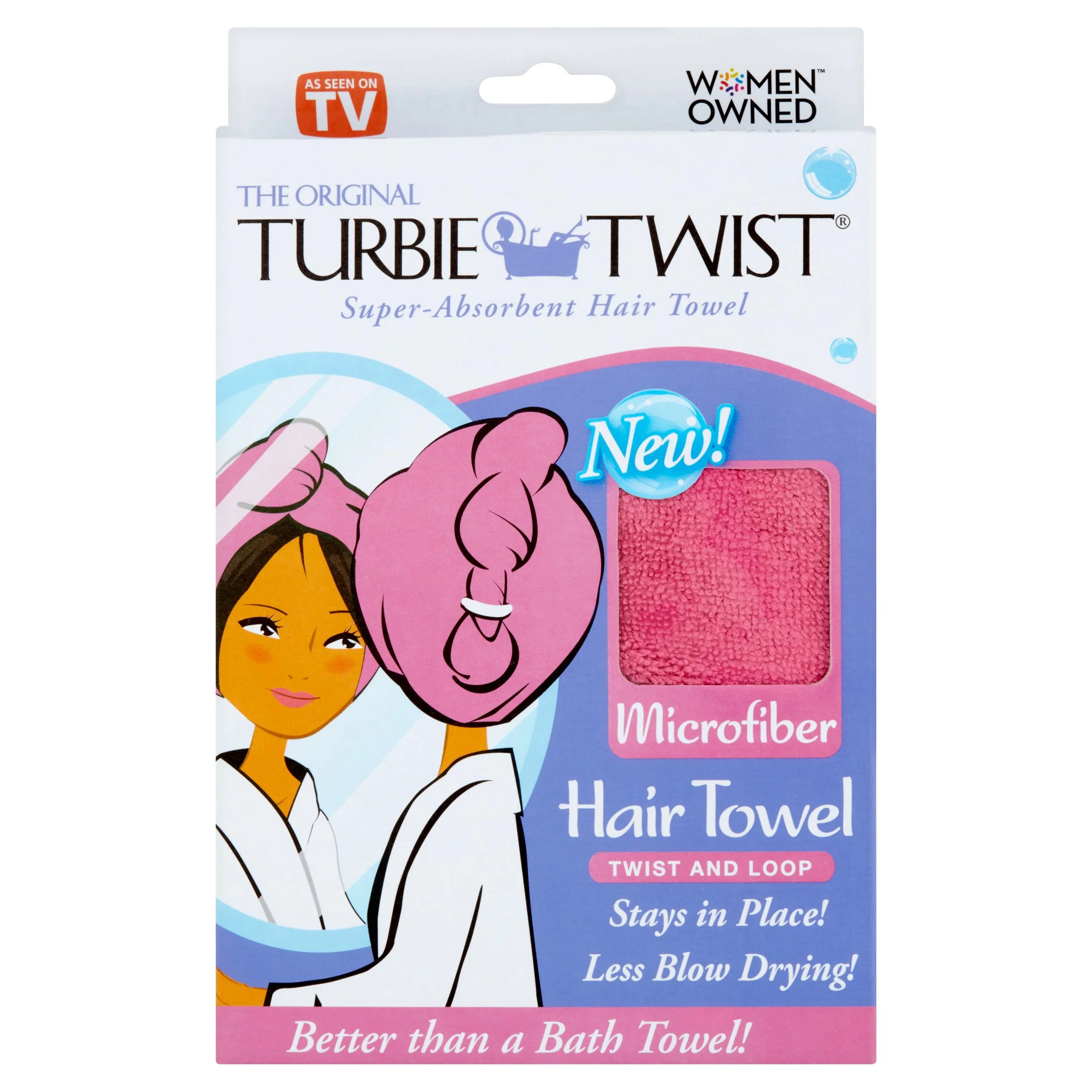 Turbie Twist Microfiber Hair Towel, Kids and Adults, Colors May Vary | Walmart (US)