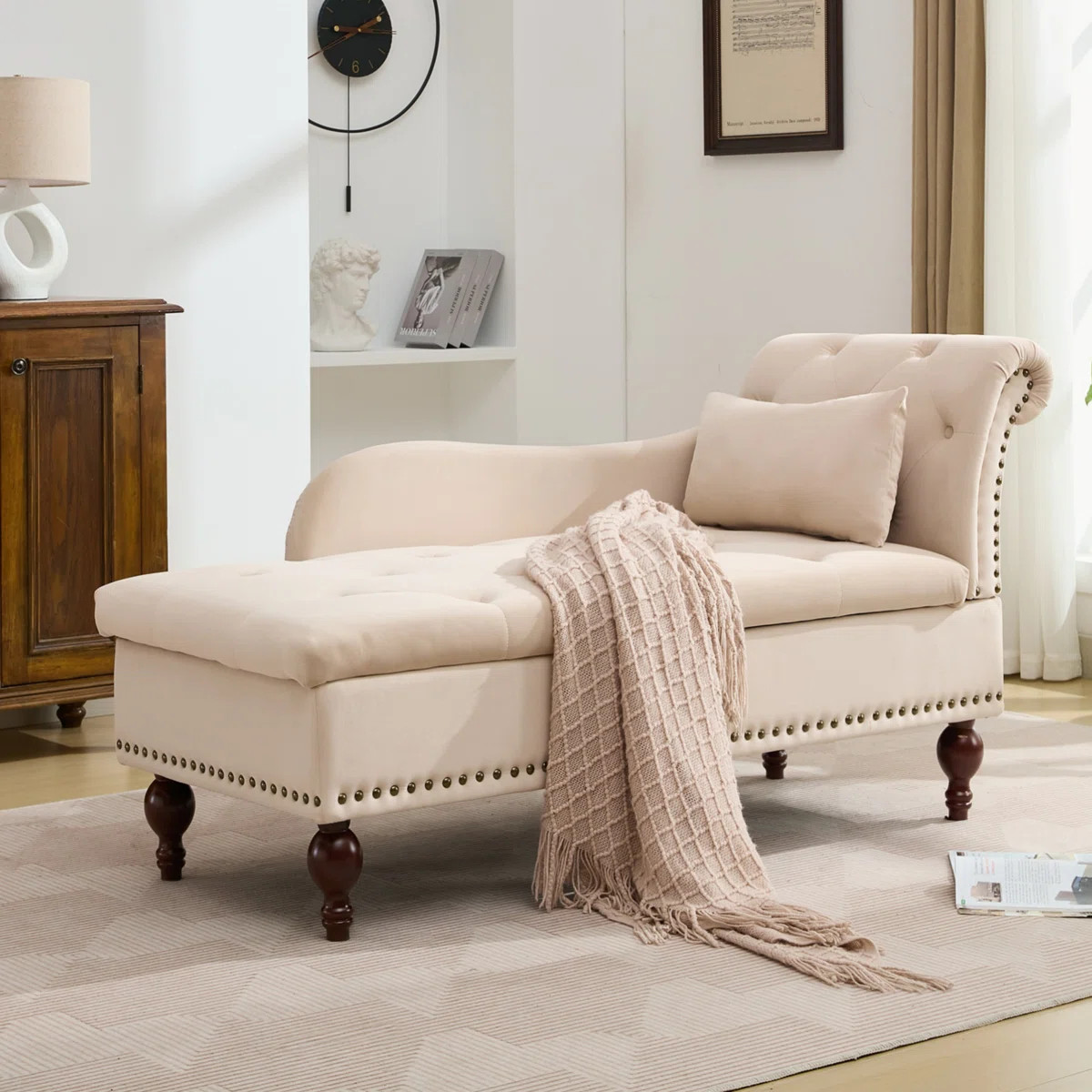 Keshawna Velvet Storage Chaise Lounge | Wayfair North America