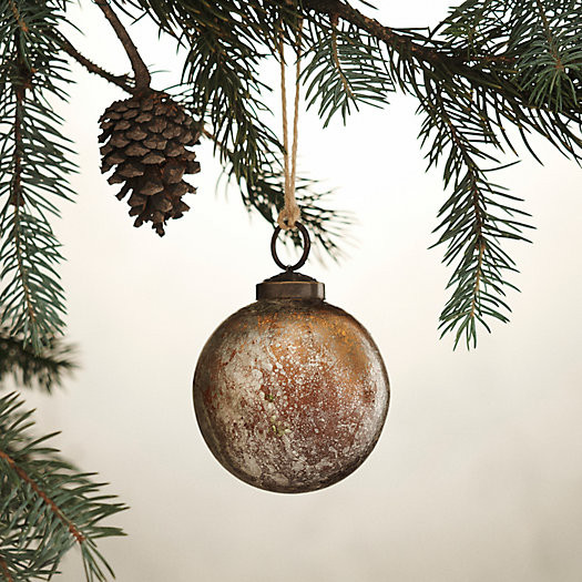 Aged Silver Glass Globe Ornament | Terrain