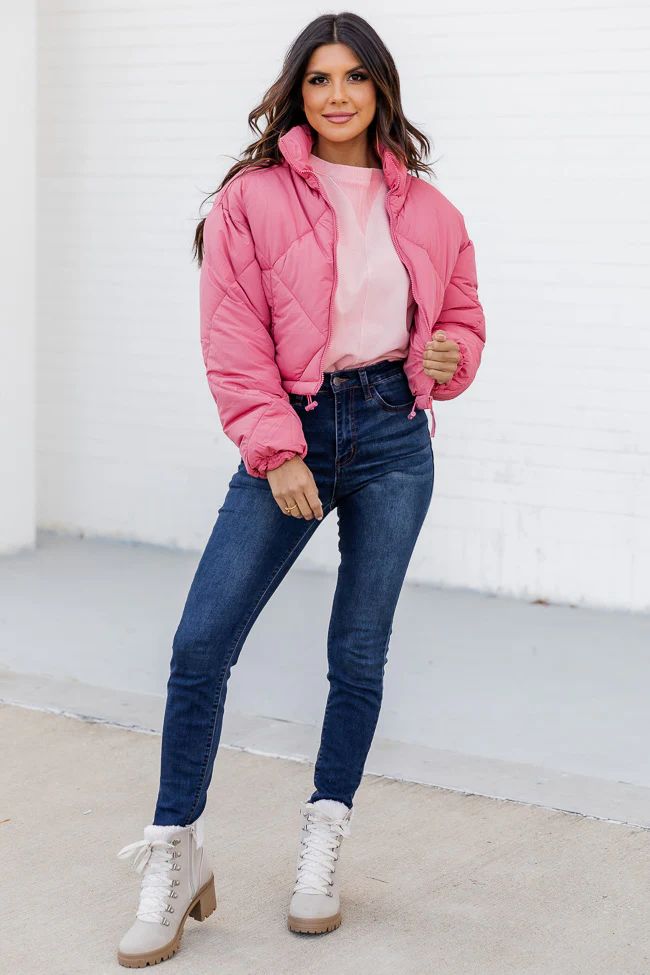 Get Back To It Rose Puffer Jacket | Pink Lily