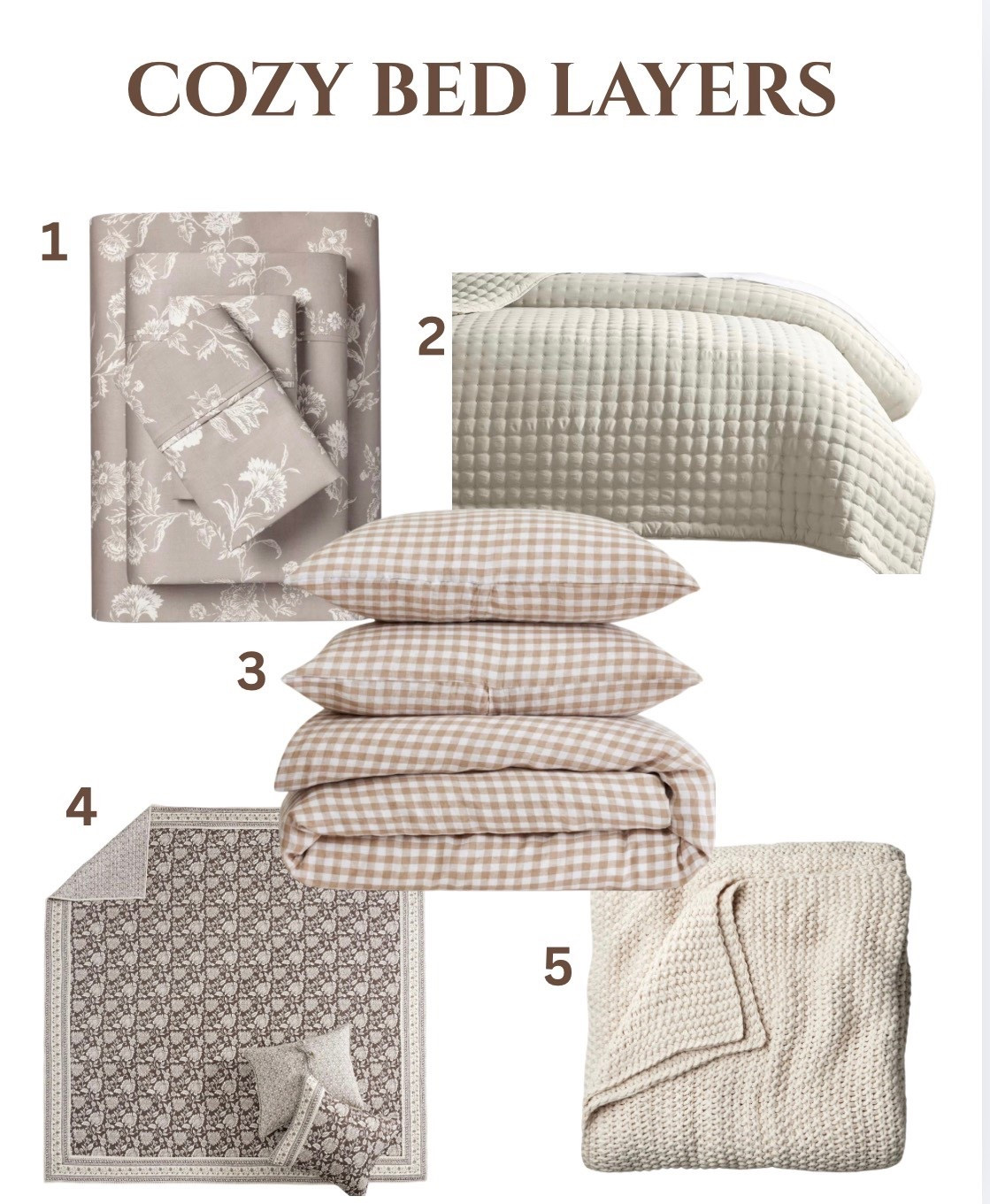 Everything needed for a cozy layered bed. 
