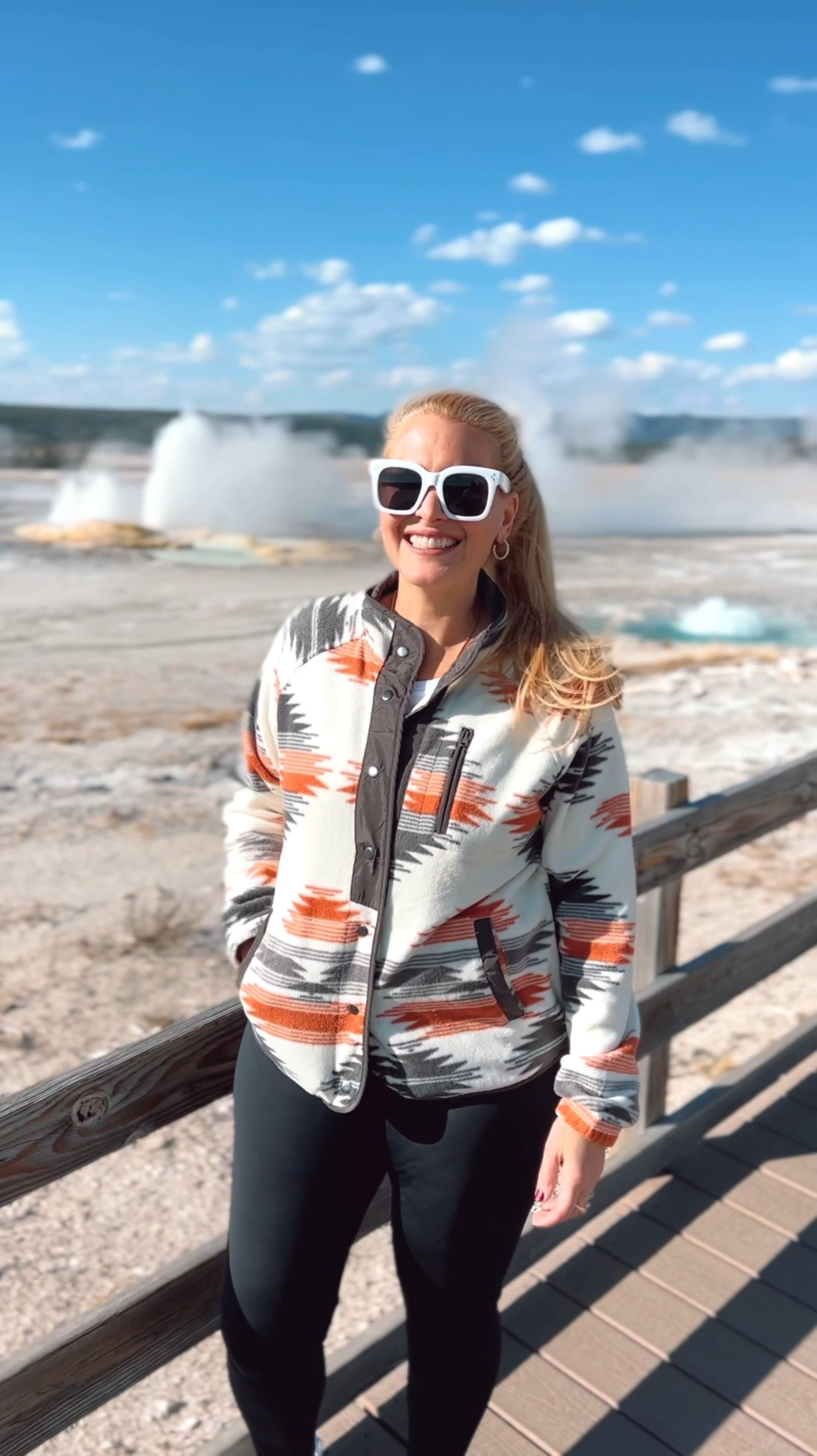 This amazon fleece jacket is perfect for fall and winter. It’s so soft and comfortable. I’m wearing a medium and it fits true to size. I’m 5’6” for reference. It also has snap buttons and side pockets. Love the Aztec print and colors! Great quality fleece jacket!

Fleece jacket medium 
Black leggings largee

#LTKTravel #LTKActive #LTKVideo