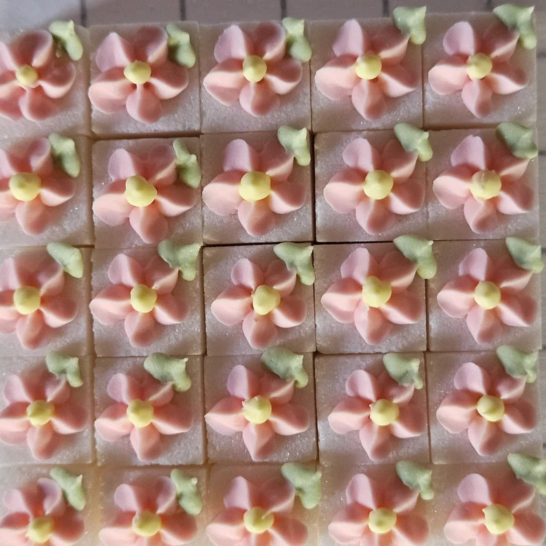 Sugar Cubes With Pink Royal Icing Flower Decoration for Your Tea Party - Etsy | Etsy (US)