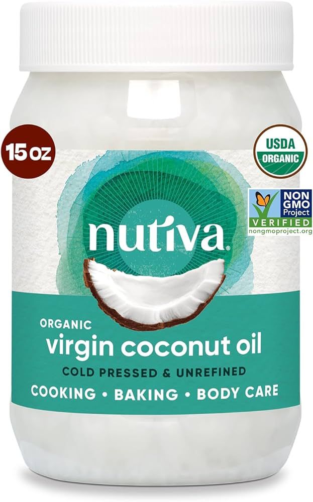 Nutiva Organic Coconut Oil 15 fl oz, Cold-Pressed, Fresh Flavor for Cooking, Natural Hair, Skin, ... | Amazon (US)