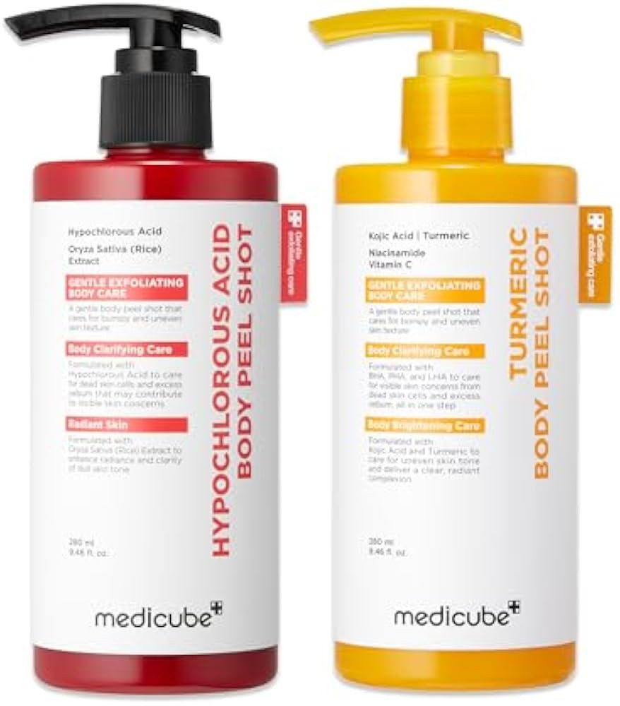 medicube Dual Body Peel Shot Duo: Hypochlorous Acid and Turmeric Body Peel Shot | for Gentle Exfoliation for Dead Skin Cells, Rough Patches, and Visible Concerns | Brightening & Calming Care | Amazon (US)