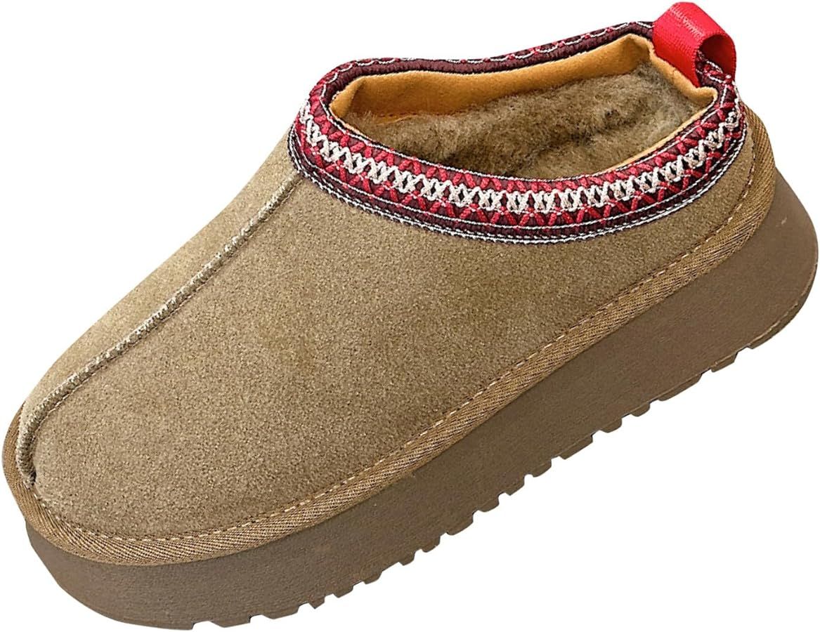 Women's Slippers Platform Mini Boots Ankle Short Boot Tasman Slippers Slip on Fur Fleece Lined Ta... | Amazon (US)