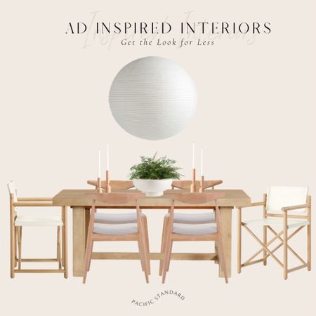AD INSPIRED SPACES - California Modern Coastal Inspired dining space ~ organic modern, casual dining with oversized paper lantern pendant, campaign dining chairs, and elbow style dining chairs! 

Design mock up, dining room mock up, inspired spaces, dining room ideas, modern design 

#LTKstyletip #LTKFind #LTKhome
