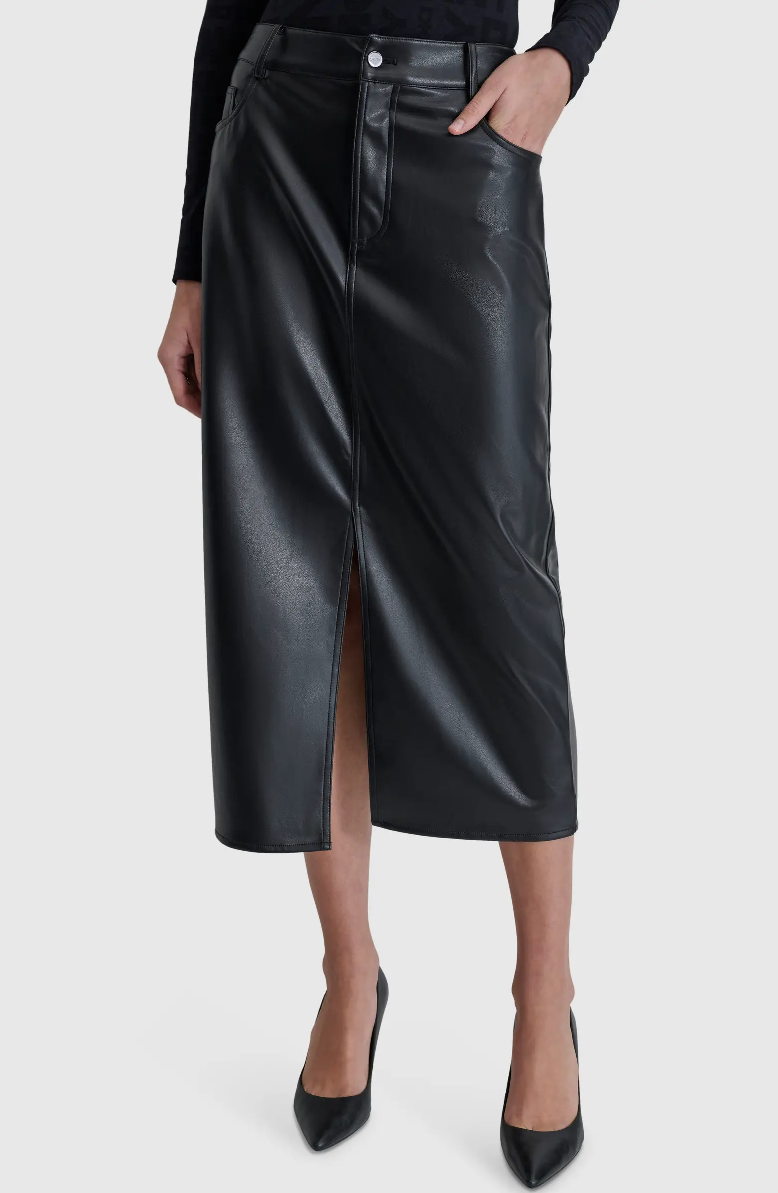 5-Pocket Faux Leather Midi Skirt | Nordstrom